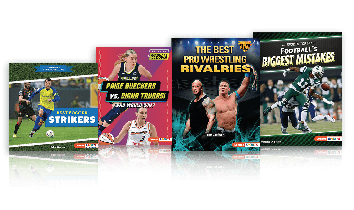 Lerner graphic novel book covers featuring adventure, robots, and science-themed stories for kids.